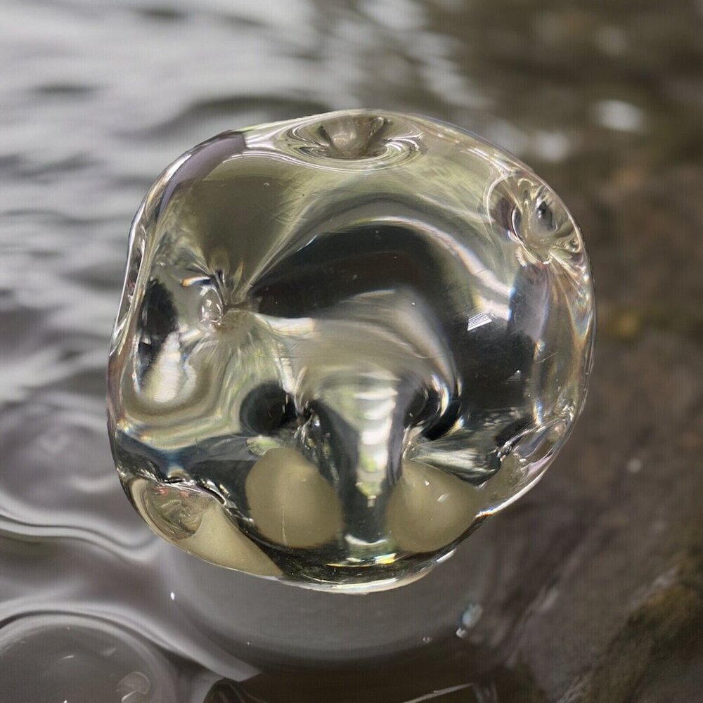 Crystal Clear Sculptural Swedish Paper Weight by Rockfort Artist Drew Helge Vtg